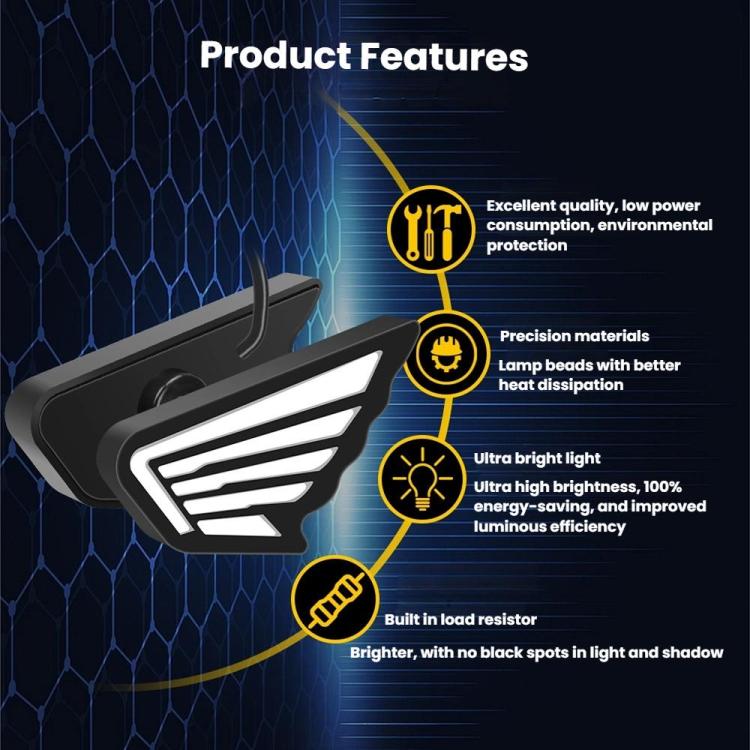 Wing-shaped LED light with bright strip design in black heat-dissipating housing