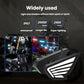 Wing-shaped LED lights mounted on a motorcycle for road visibility