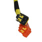 Automotive clock spring connector detail with yellow wire and orange latch