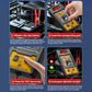 Relay tester steps: insert relay, press test key, and read green good or red faulty light