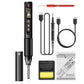 Black portable soldering iron kit with digital multimeter, cable, and accessory tools