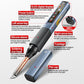 Portable soldering iron with OLED screen, silicone grip sleeve, and metal solder tip