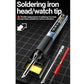 Portable soldering iron with removable soldering iron head and spare pen tips in case