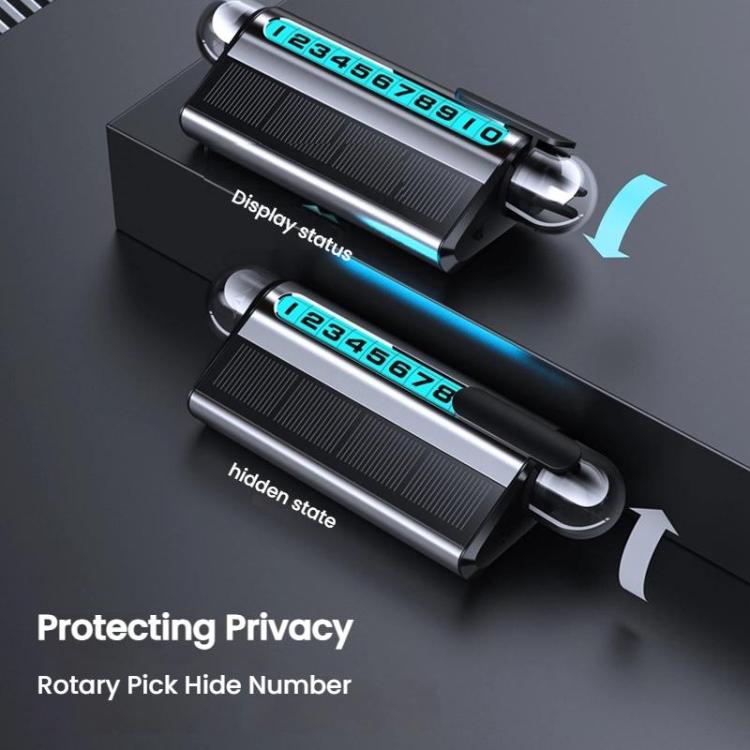 Two black parking signs with glowing teal LED number panels