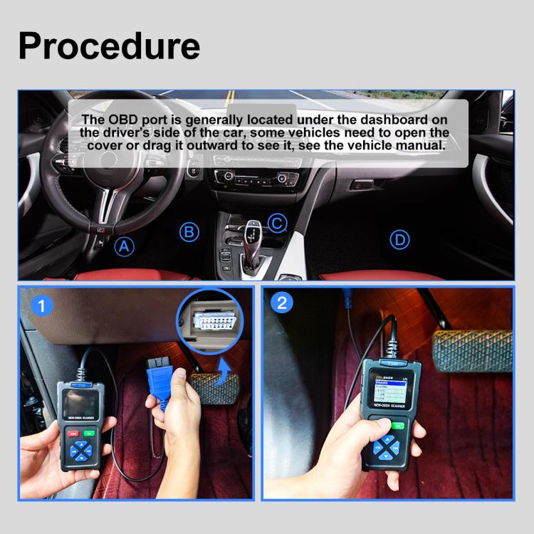 OBD2 scanner connected to a car port under the dashboard