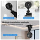 Black fisheye lens mounts: wall bracket, tabletop base, and ceiling mounting support