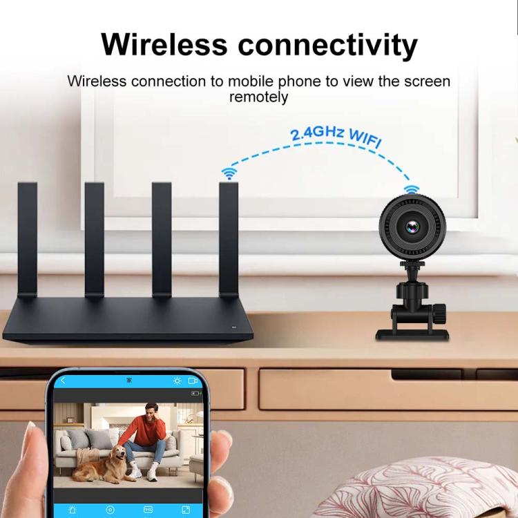 Black fisheye wide-angle lens on desktop stand, small adjustable base