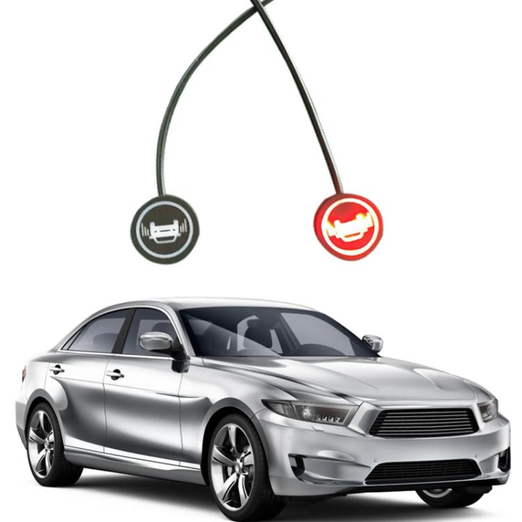 Blind spot auxiliary lens lights with red and white illuminated icons on flexible wires