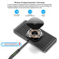 Black wireless charging pad with circular coil area and connected charging cable