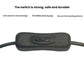 Inline DC key switch cable with oval switch housing and two DC wire connections
