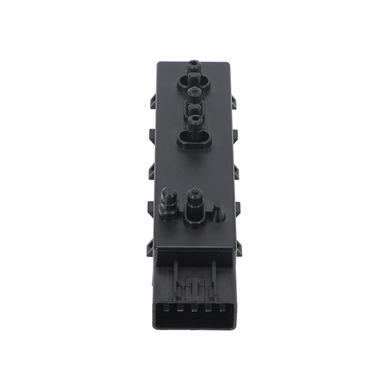 Black car seat control switch with dual spouts and multi-pin wiring connector