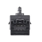 Car seat control switch module with exposed internal terminal cavity and pin posts