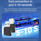 Black wireless CarPlay/Android Auto adapter with USB-A plug for fast connection