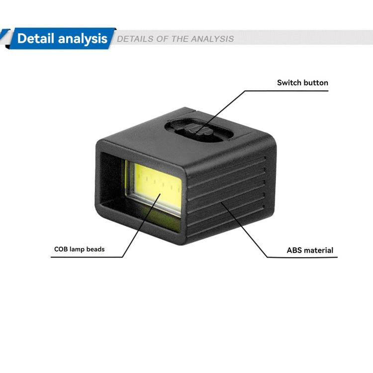 Mini black LED key flashlight with front COB lamp window and top switch