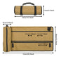 Tan waterproof tool storage roll pouch with carrying handle and stitched compartments