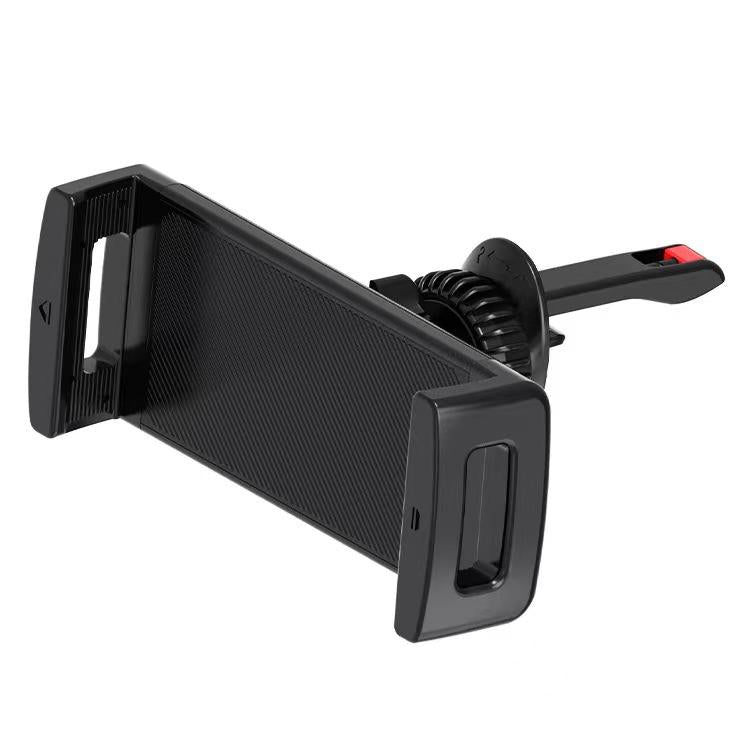 Car air vent phone holder with locking side arms and spring mount, black