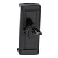 Car air vent phone holder with circular vent clamp and pivot arm, black