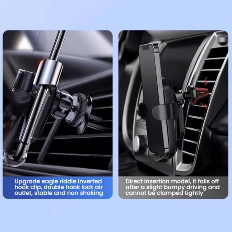 Car air vent phone holder with mounted cradle, black