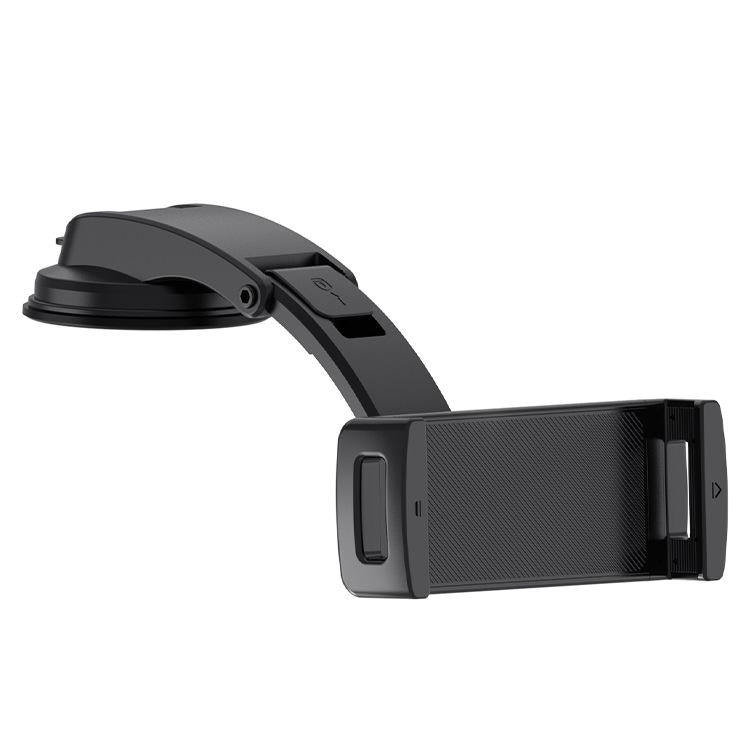 Car phone holder with adjustable cradle and vent clamp, black