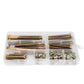 Gold zinc-plated hex socket round head screws in clear divider box