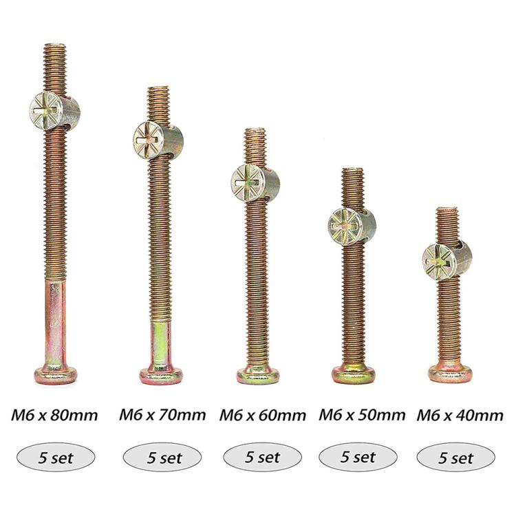 Gold zinc-plated hex socket screws with round heads, star drive, multiple lengths