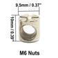M6 zinc-plated hex nuts with square drive recess