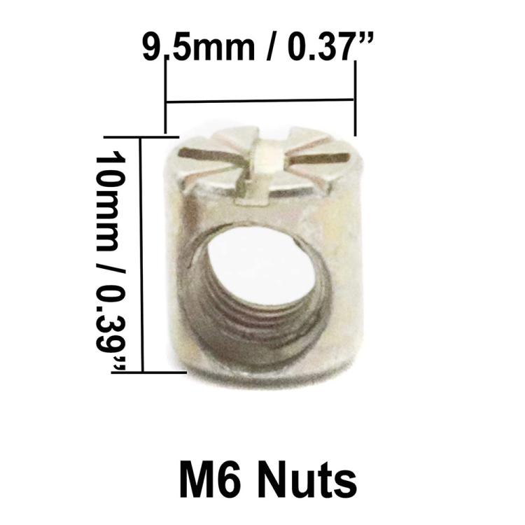 M6 zinc-plated hex nuts with square drive recess