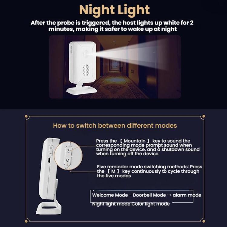 Wireless infrared doorbell receiver on stand with night-light illumination illustration