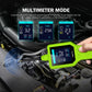 Handheld automotive circuit tester with LCD screen showing readings, held by the handle