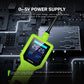 Handheld automotive circuit tester with LCD screen and stylus probe, over circuit traces