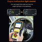 TP02 engine diagnostic tester used in car, showing cleared engine fault light