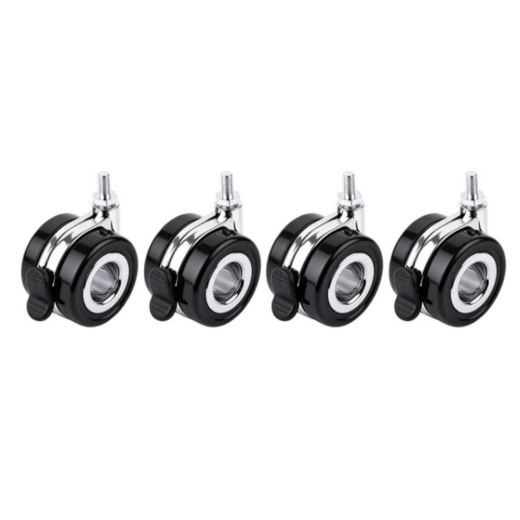 Caster wheel kit: four 60mm black hollow caster wheels with chrome stems and brakes