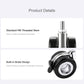 Hollow caster wheel with M8 threaded stem and built-in brake lever, black and chrome