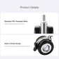 Close-up hollow caster wheel with built-in brake lever, M8 threaded stem, black and chrome