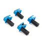 Set of blue brake hose shut-off clamps with black jaws and spring latch handles