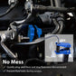 Blue brake hose shut-off clamp installed on vehicle hose with black base and metal screw