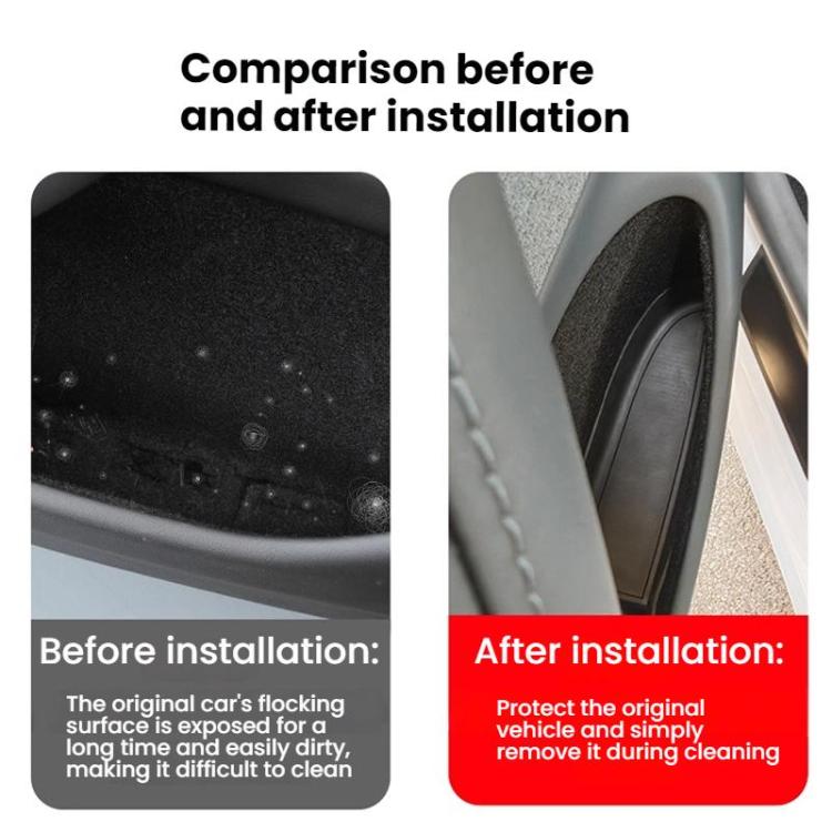 Door slot storage box comparison before and after installation