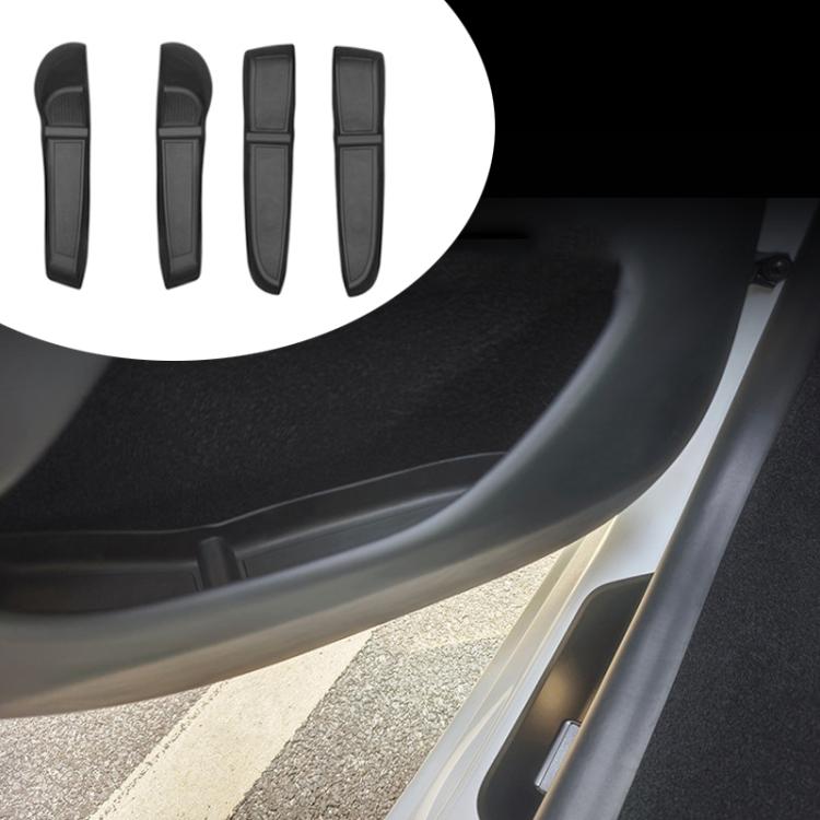 Black door slot storage box installed on car door panel