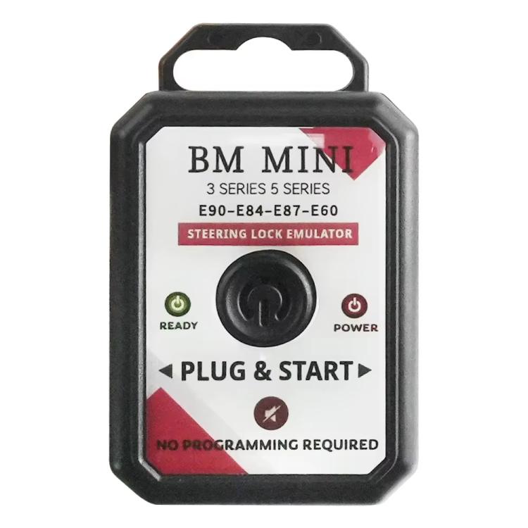 Steering lock emulator keyfob-style device with READY and POWER icons on display