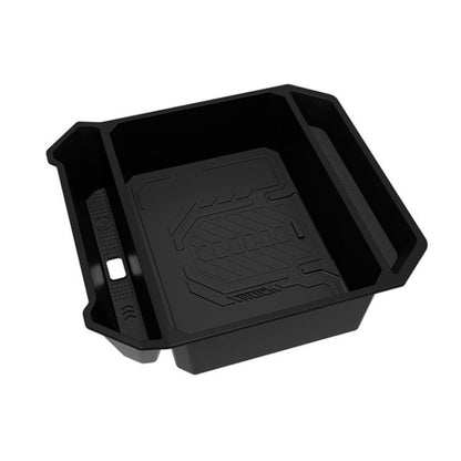 Center console storage box for Tesla Cybertruck, black tray with raised divider channels