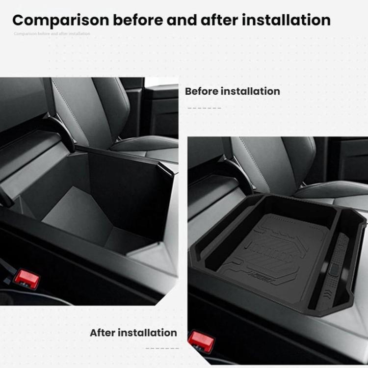 Center console storage box for Tesla Cybertruck, installed in front console compartment