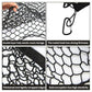 Black elastic mesh trunk net with metal hook and tightly wrapped edges