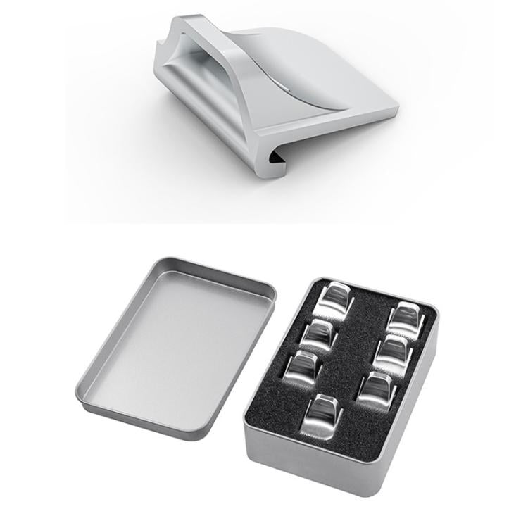 Window lift button sticker with silver face and black backing, set piece