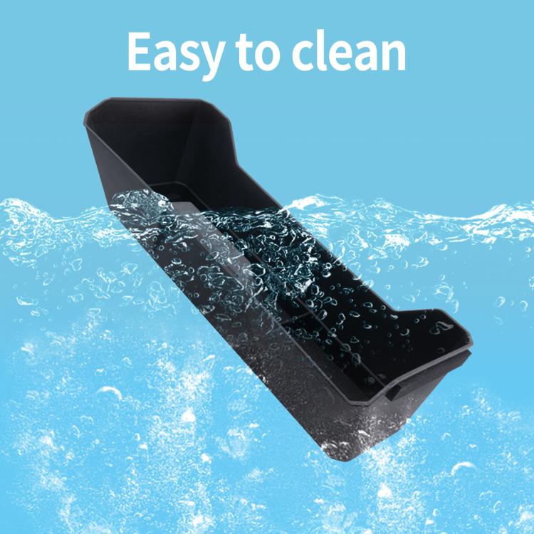 Front seat storage box with water-splash resistant surface for easy cleaning