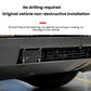Installed black license plate frame on vehicle front grille with bolt-on mount