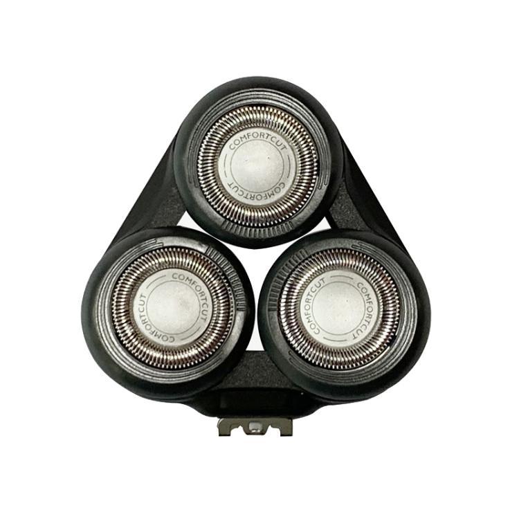 Black shaver blade and bracket set with three silver cutting heads