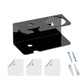 Black wall-mounted acrylic razor storage stand with open top and included mounting hardware