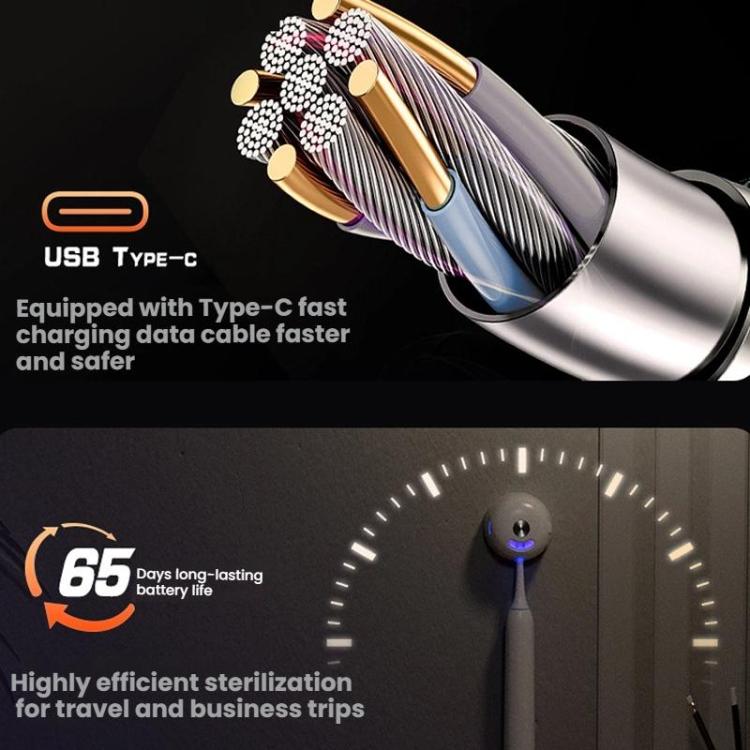 USB Type-C charging cable with toothbrush handle and battery life indicator
