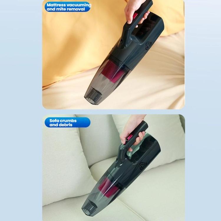 Handheld vacuum cleaner with clear dust canister and wide mouth, black