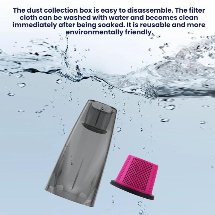 Transparent dust collection box and pink filter insert for handheld vacuum cleaner, gray